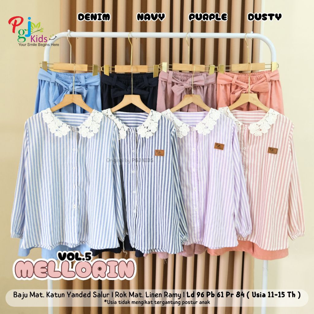 PGJ Kids Livea Set Rok Anak Tanggung Remaja 10-15 tahun atasan kemeja anak kotak kotak rok button ki