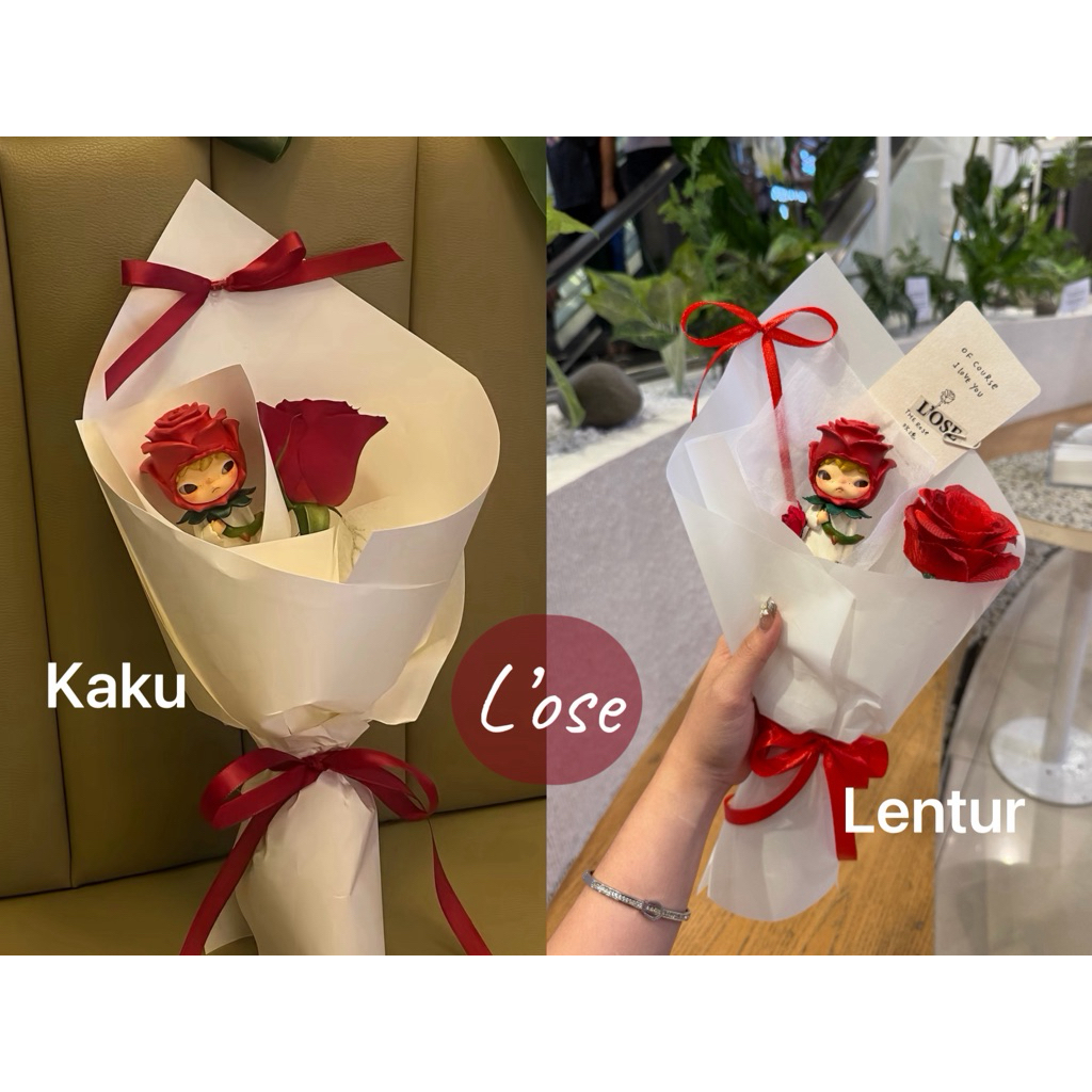 The Rose Bouquet Gift Korean | Hirono the rose | po 3-6 hari |L’OSE | CP charm Pouch