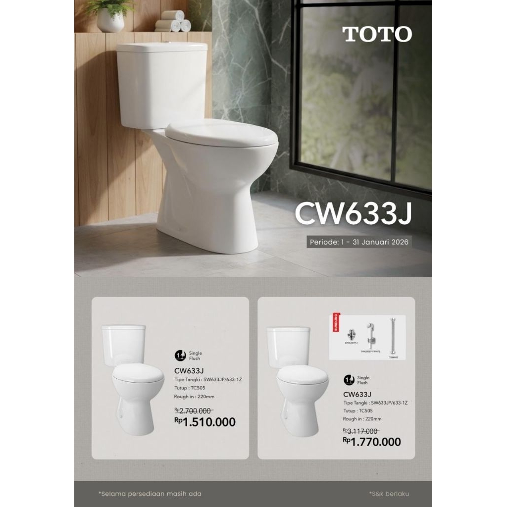 Closet Duduk TOTO CW 663 J / Closet Duduk TOTO CW633J / Closet Duduk Toto CW 63 J