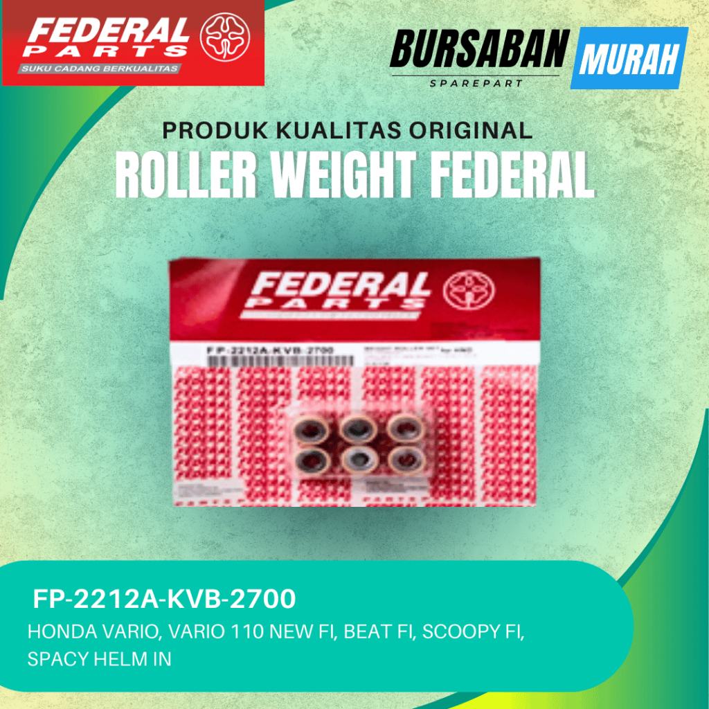 ROLLER (ROLLER SET,WEIGHT) FEDERAL FP-2212A-KVB-2700 HONDA VARIO, VARIO 110 NEW FI, BEAT FI, SCOOPY 