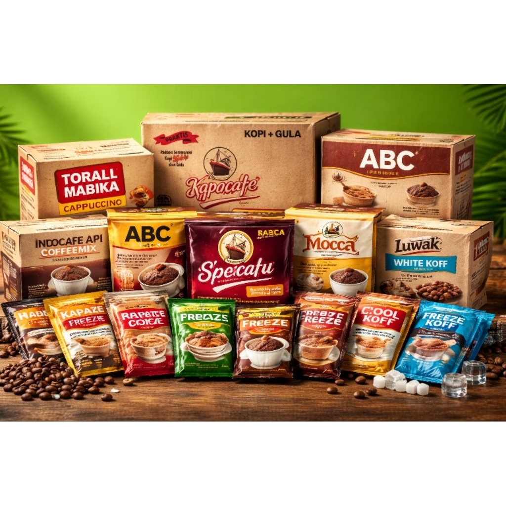 GROSIR KOPI SACHET 1 DUS | Kapal Api – ABC – Indocafe – Luwak | FDHAshop