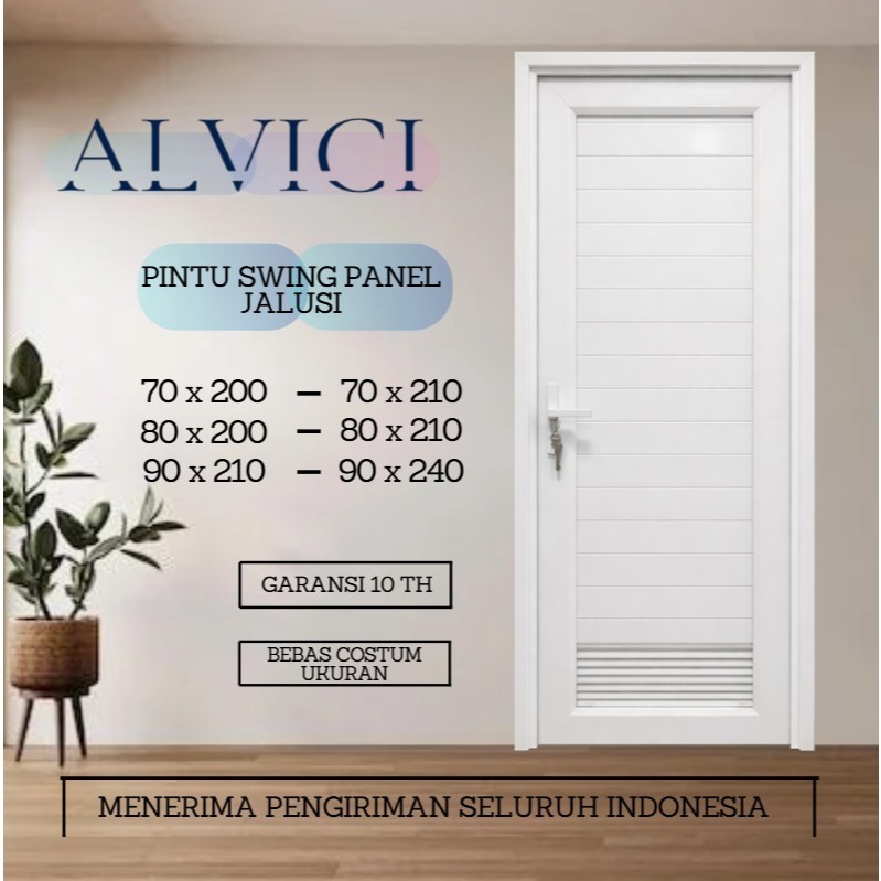 Pintu Kamar Mandi UPVC Pintu Swing Full Panel Jalusi Warna Putih ALVICI