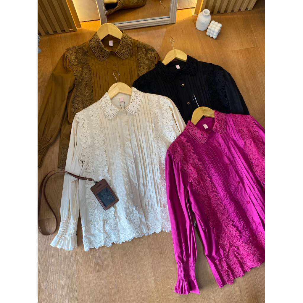 Blouse wanita Renda tangan karet/atasan wanita