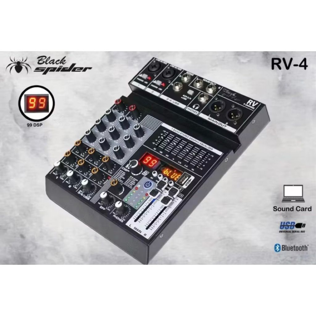 Mixer Audio Black Spider RV4 4 Channel Original Black Spider