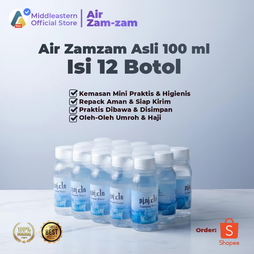 Air Zam Zam | Botol Zamzam kecil | Botol Zamzam 10ml – REPACK 100 ML (ISI 12 BOTOL)