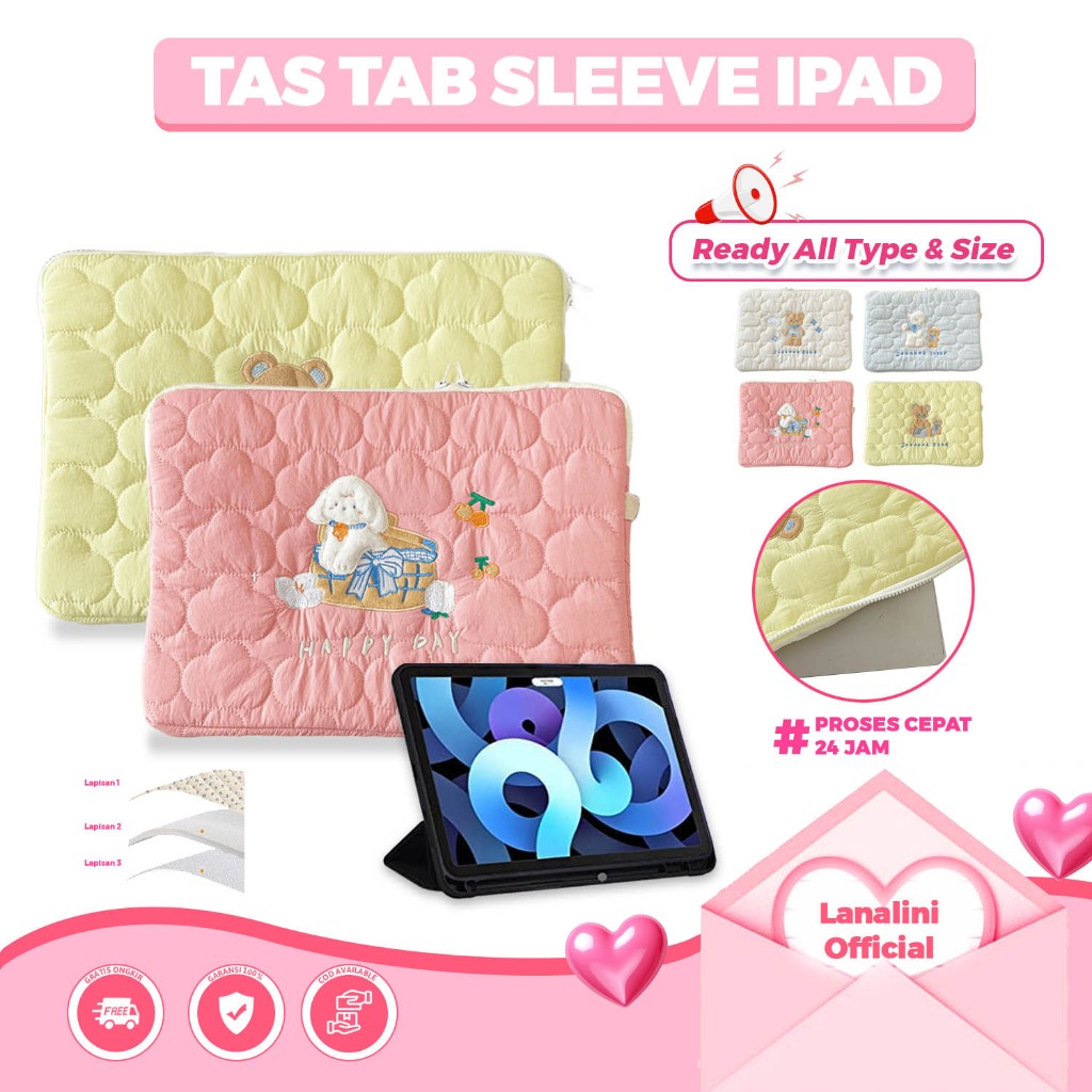 Tas Puffy  iPad Apple 11 Inch Compatible iPad Pro Air M1 M2 M3 M4 M5 iPad 11th Gen 2025 2026 iPad 10