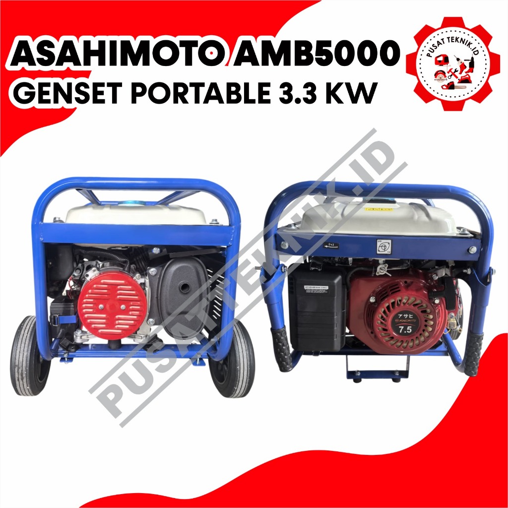 PRODUK BERKUALITAS GENSET ASAHIMOTO AMH 5000 AMH5000 GENERATOR SET 3000 WATT JENSET BENSIN GASOLINE