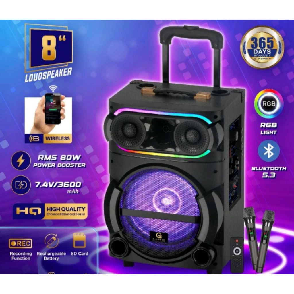 SPEAKER GPOWER 882CYBER + MIC WIRELESS 2BUAH