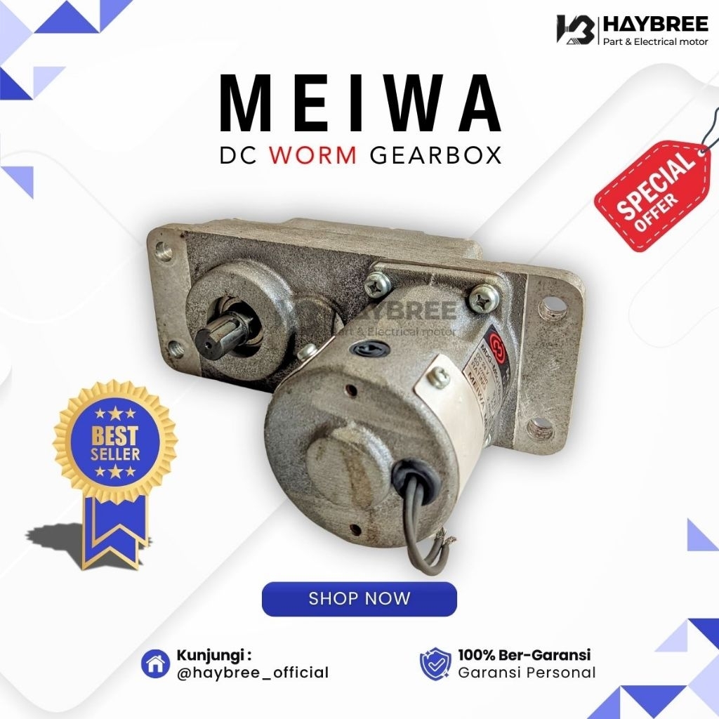 Dinamo DC Motor Gearbox Worm 30W 24V Ratio 1:150 60RPM | Torsi Tinggi untuk Robotik, Mesin Kecil & D