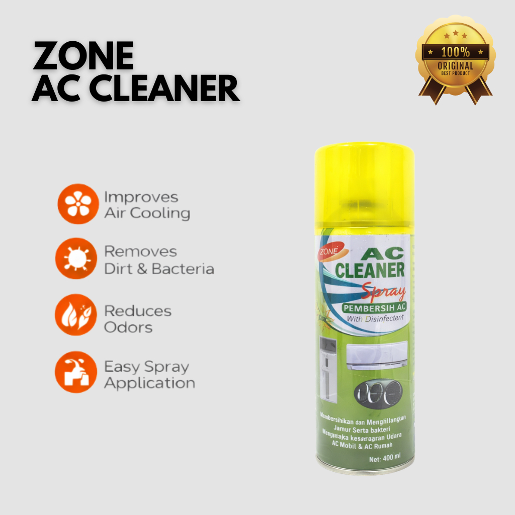Pembersih AC Mobil & Rumah dengan Disinfektan Zone AC Cleaner Spray 400ml 100% Original Air Conditio