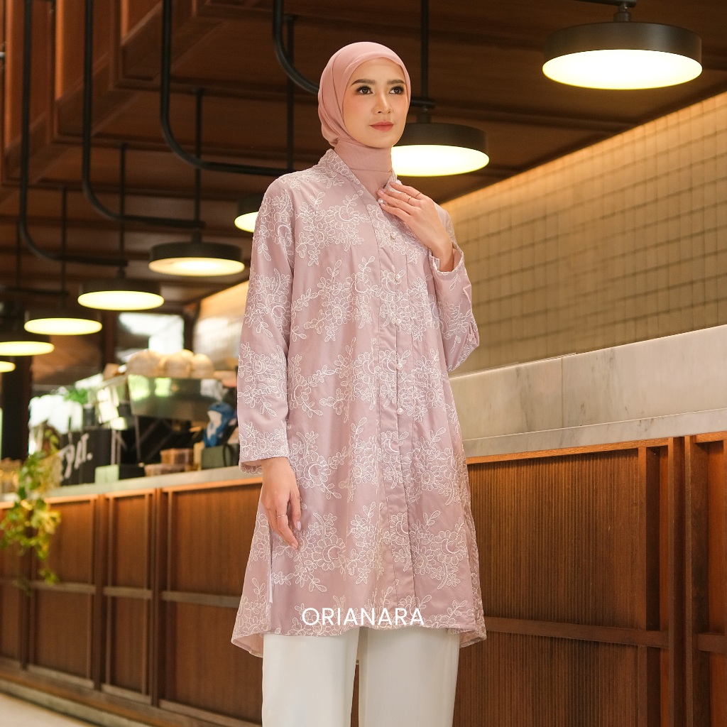 Orianara Atasan Tunik Bordir Klasik Baju Lebaran Royal Tunik