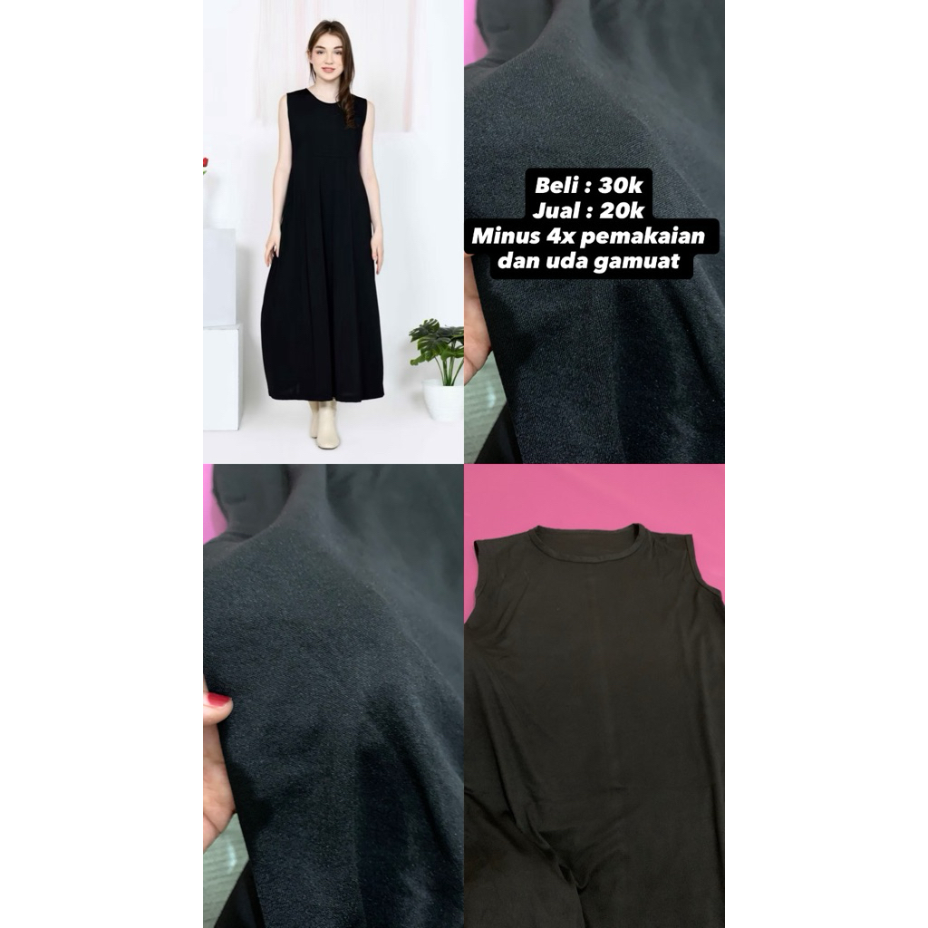 INNER DRESS PANJANG TANPA LENGAN WARNA HITAM