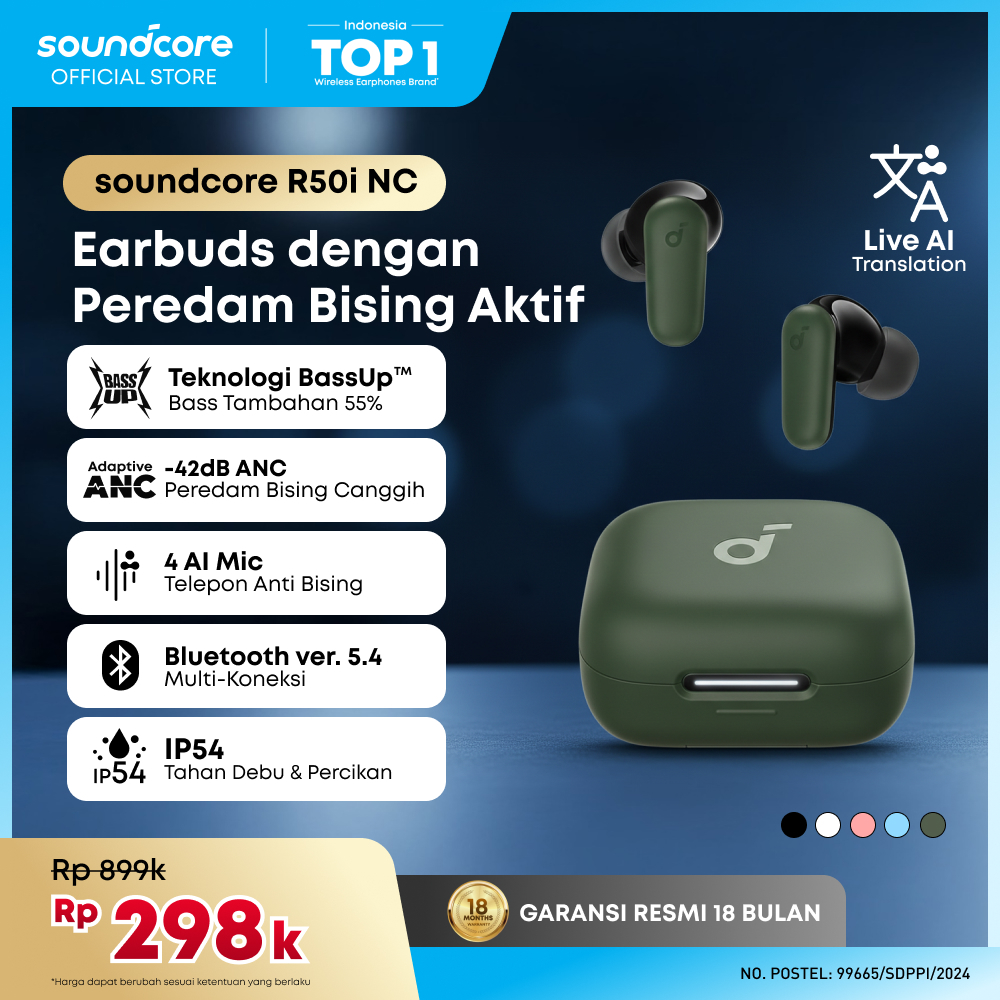 (NEW LAUNCH) Soundcore Anker R50i NC Earbuds Adaptive Noise Canceling Headset Earphone Bluetooth 5.4