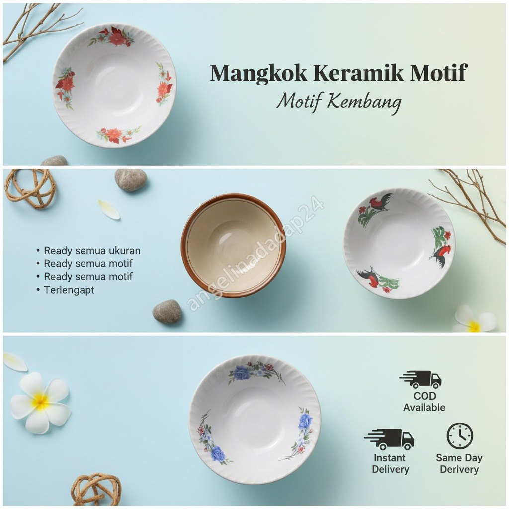 Mangkok Keramik Lusinan Murah Mangkok Kembang Mangkok Soto Burjo