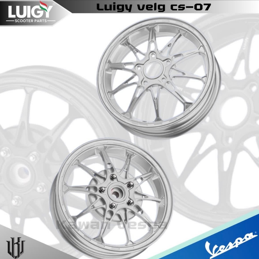 Luigy velg CS-07 Silver model Velg MK factory M10 untuk vespa Matic Sprint Primavera S125 LX GTS