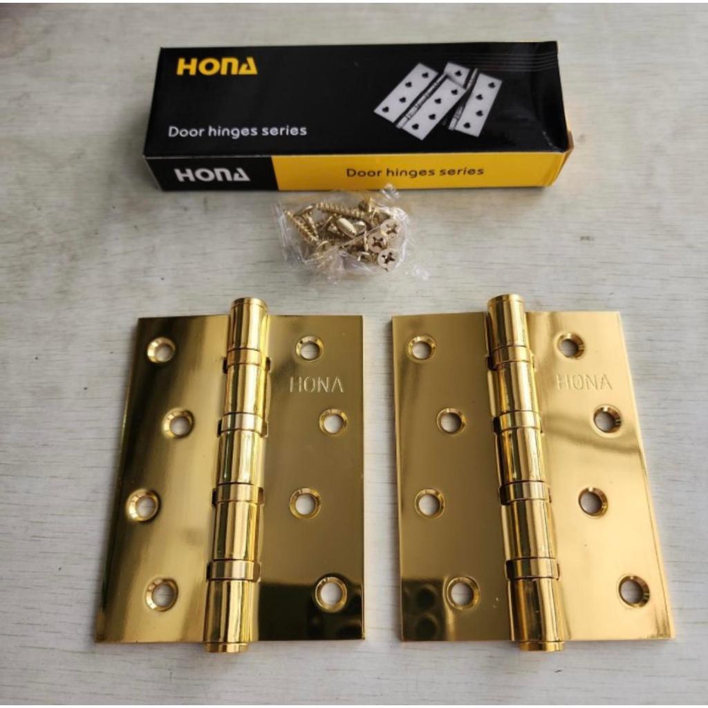 Engsel Tebal HONA 4 INCH KUNING / Engsel Jendela Pintu 4" Gold