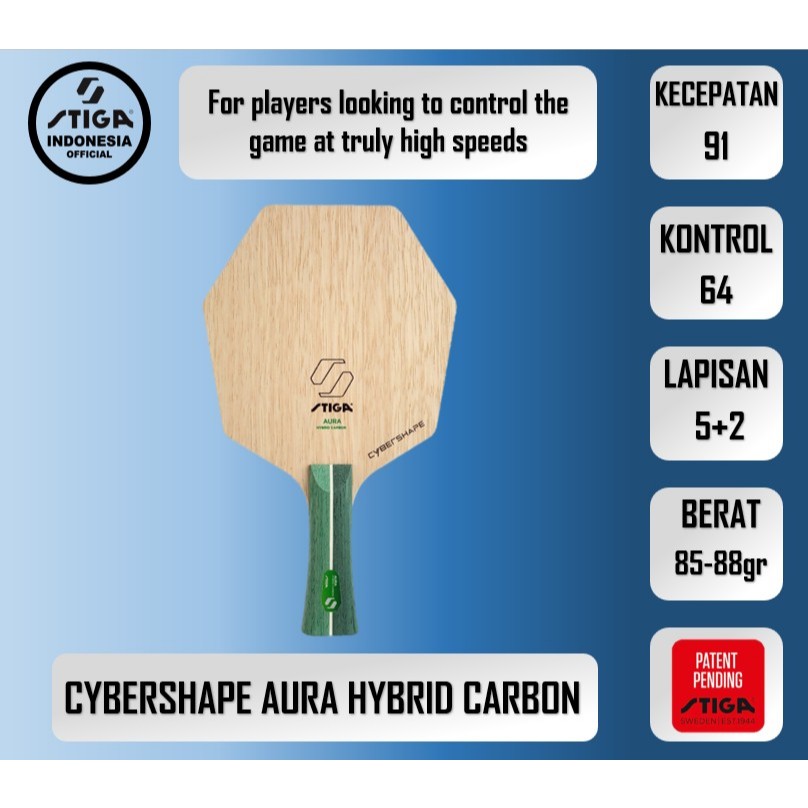 NEW BLADE STIGA Cybershape Aura Hybrid Carbon | Kayu Blade Pingpong Standar ITTF JTTAA