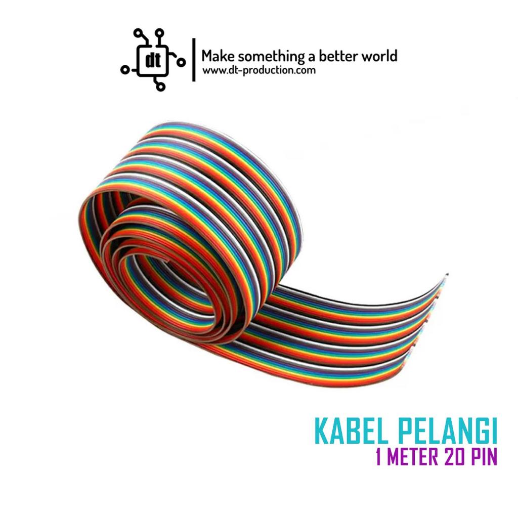 Kabel pelangi 20 pin panjang 1m 2.54 kabel pita kabel jumper