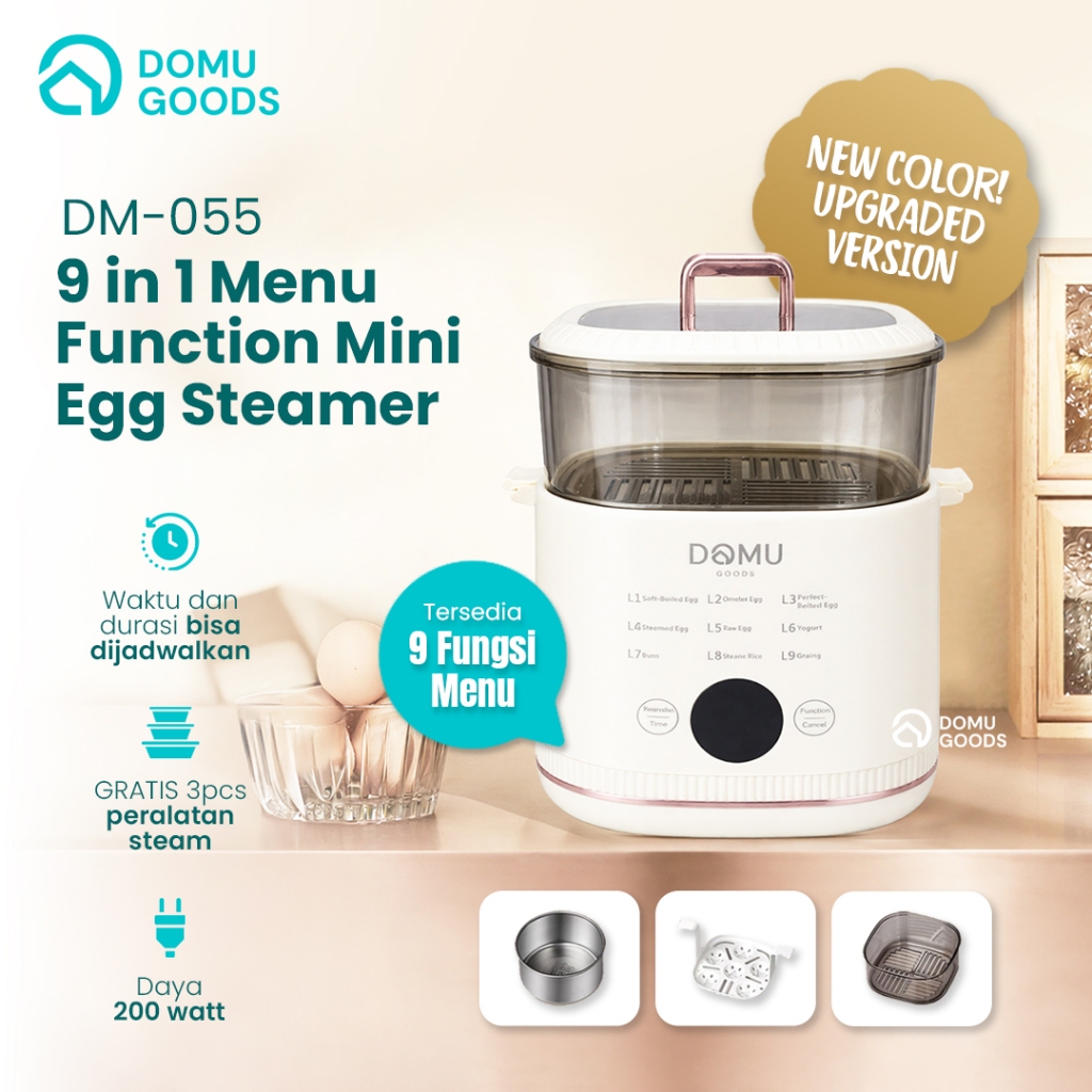 DOMU Mini Egg Steamer / Electric Steamer Multifungsi / Kukusan Listrik / Alat Masak Praktis / Alat K