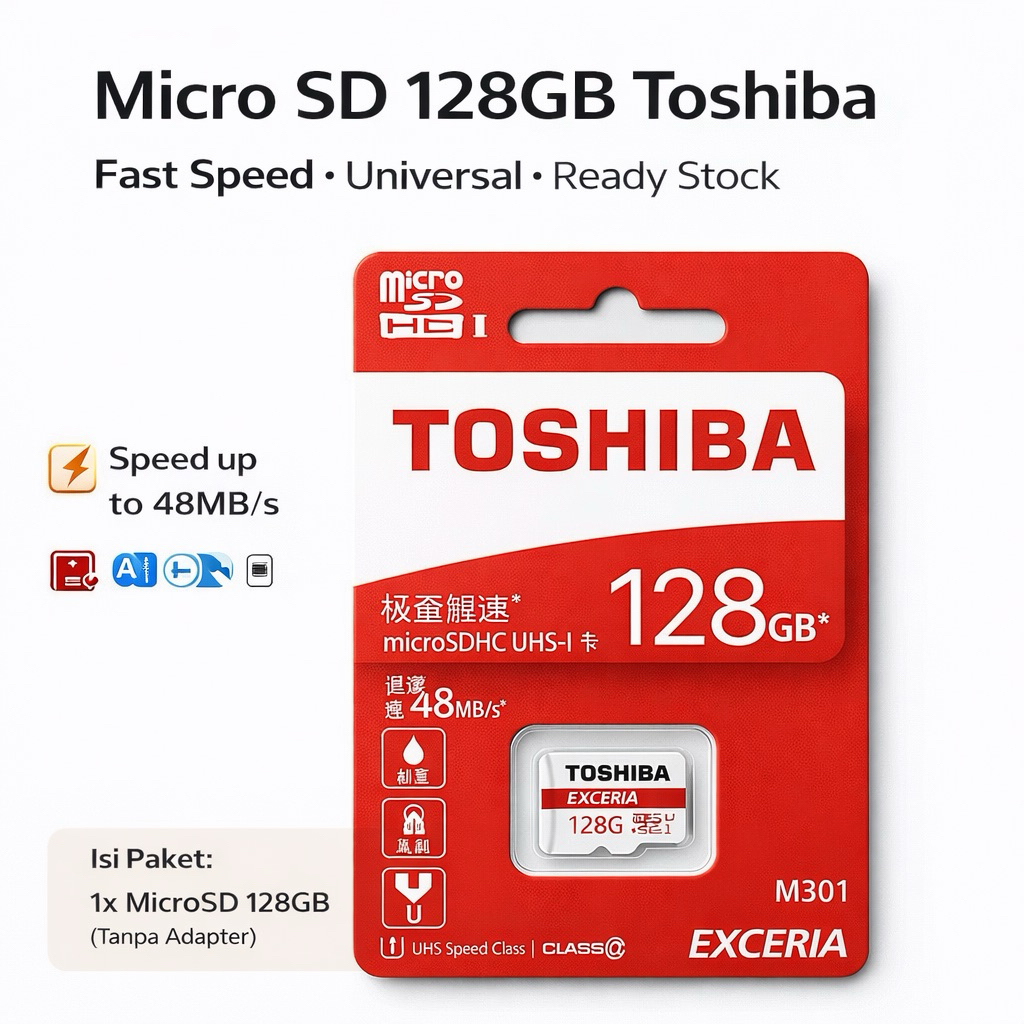 Micro SD Toshiba 128GB [GARANSI 1 TAHUN] - Memory Card 128GB - MicroSD Toshiba Memori Card