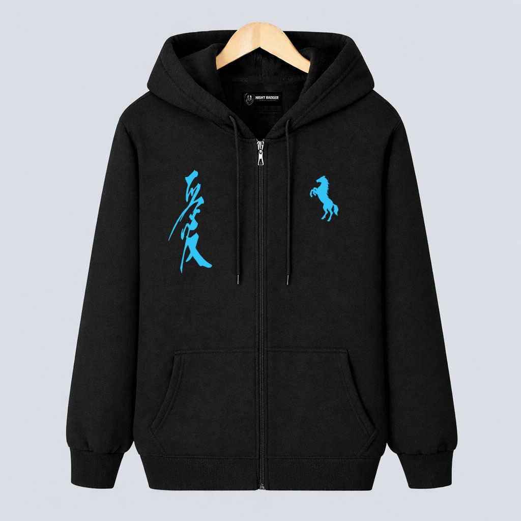 NIGHT BADGER Jaket Pria Wanita Logo Rilex Kuda Sky Blue Jacket Premium Unisex