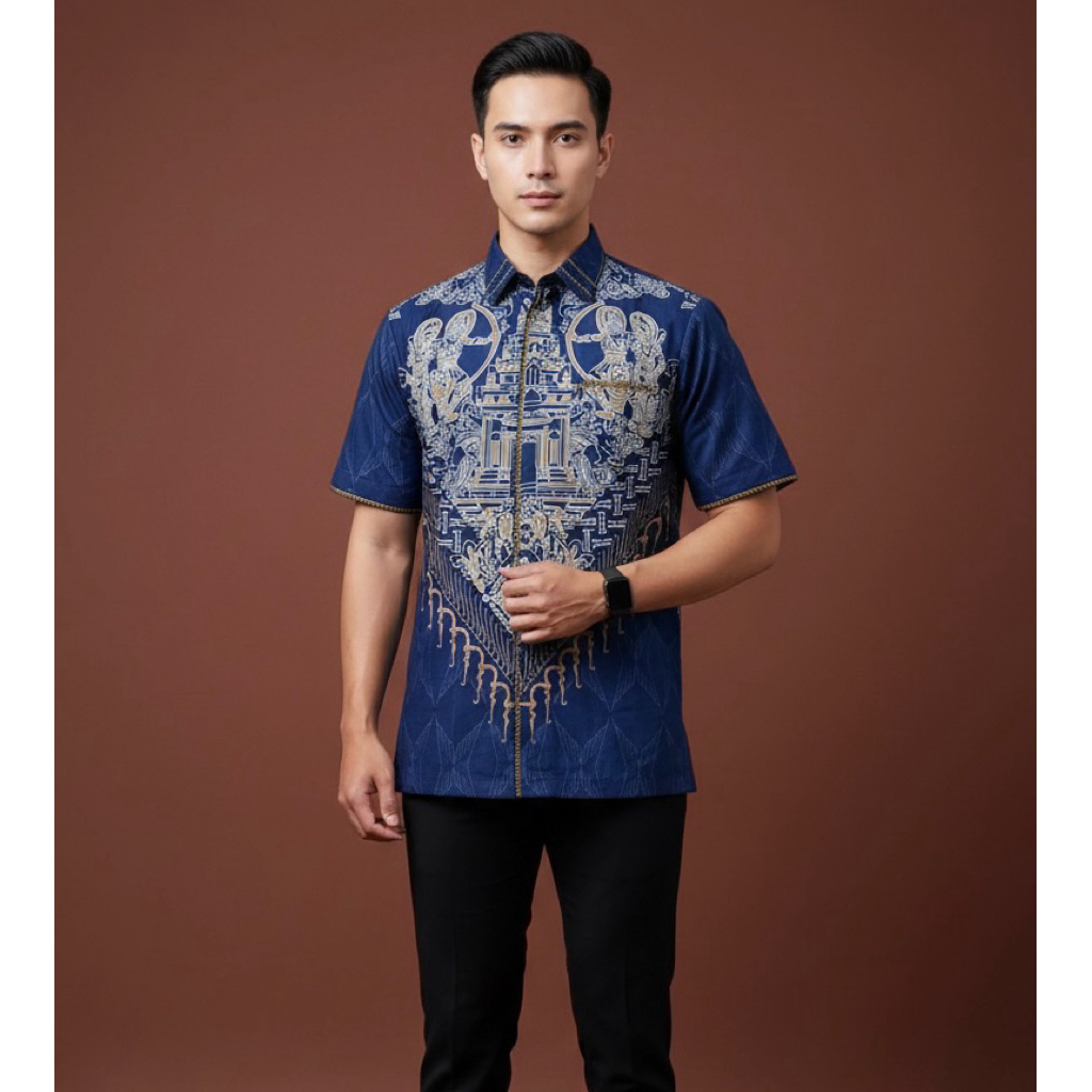 Batik Cantieq Exclusive - ARJUNA | Batik pria modern premium smock katun halus solo lengan pendek | 