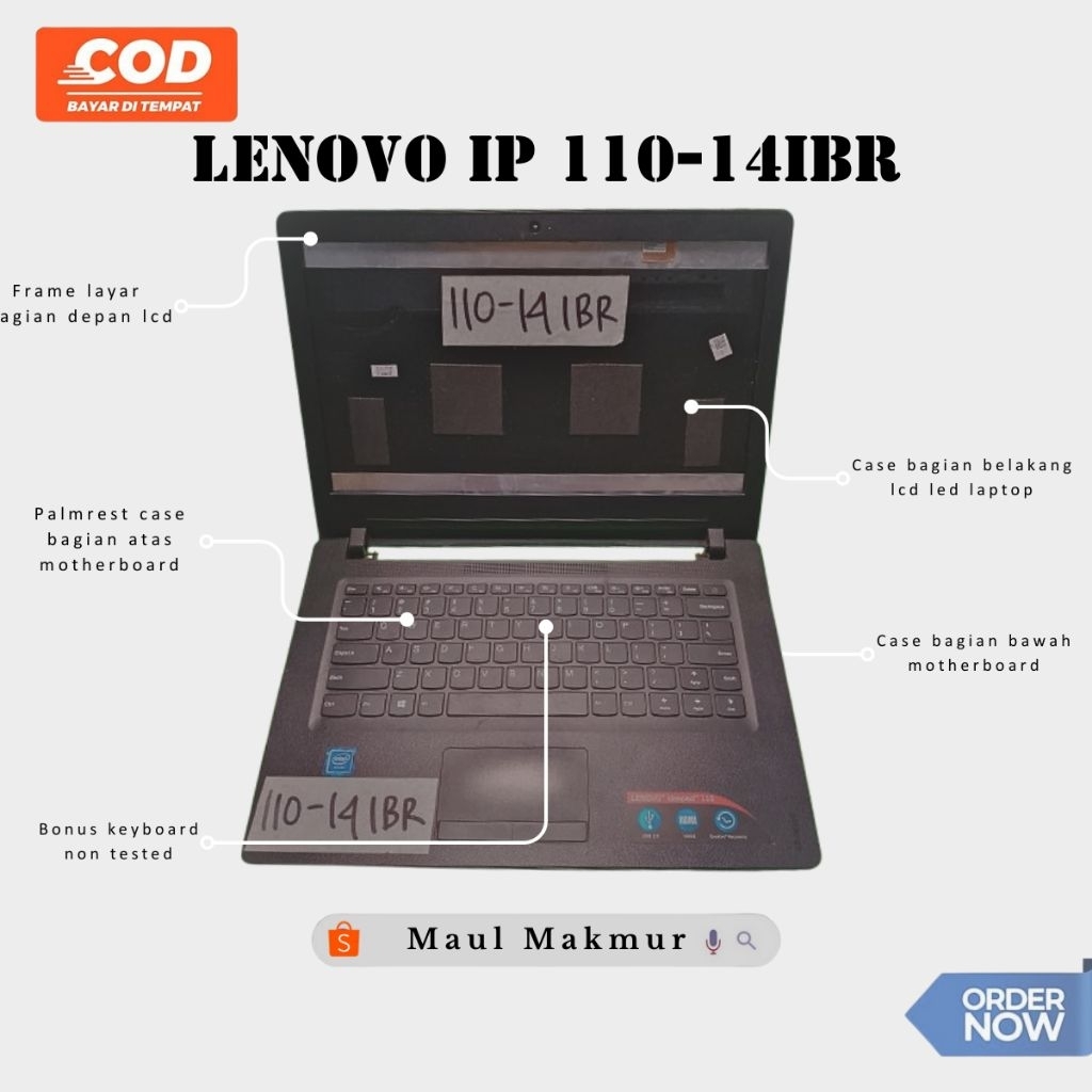SECOND Casing Laptop Lenovo Ideapad 110-14IBR | Case Fullset Laptop