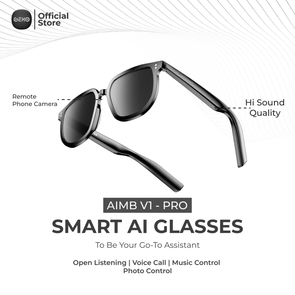Smart Glasses AIMB V1-Pro Smart Glasses Bluetooth | Kacamata Pintar HD Sound | Telepon, Musik & Remo