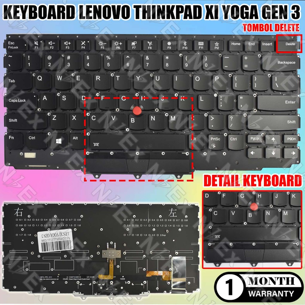 KEYBOARD LEN THINKPAD X1 YOGA GEN 3 BLACK
