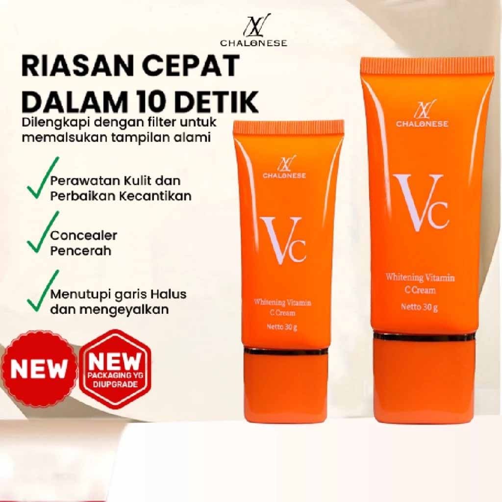 CHALONESE 5x Vitamin C Pelembab Wajah Cream Whitening Glowing Skin Ligheten Spots VC Face Cream 30gr