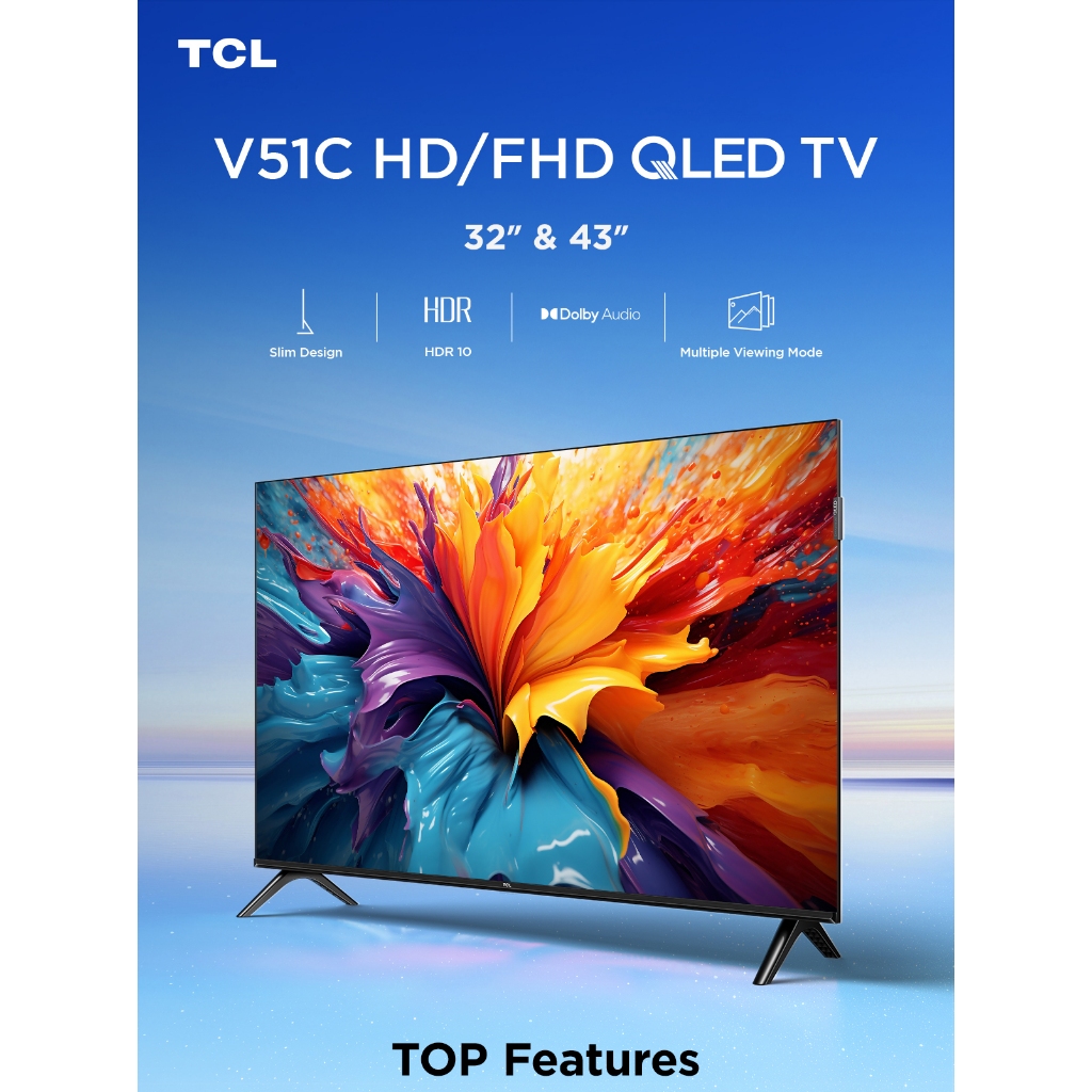 TCL QLED TV 32V51C Baru 4K 32 Inch ( GOOGLE TV )