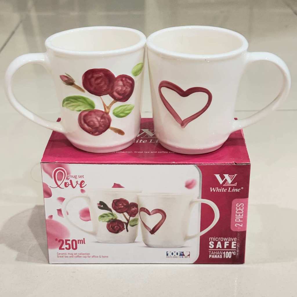 [Nisyhop]MugSetLove/MugWhiteLineCoupel/Mug2Pcs