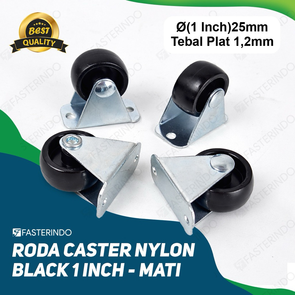 Roda Black Caster Nylon 1 Inch Mati / Black Caster 1 Inch Mati / Roda Hitam 1 Inch Mati