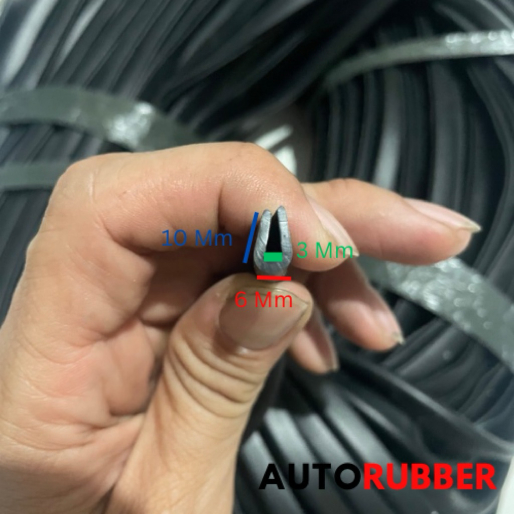 Karet List Lis Jepit U Kaca Plat Tebal 3 Mm Mili