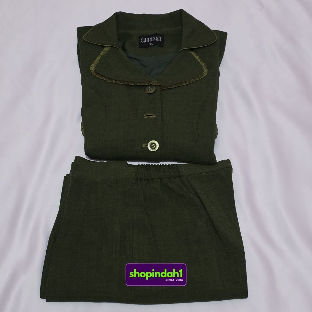 [Baca Deskripsi] Baju pakaian kerja wanita PDH PNS ASN CHANDRA LICHANDRA XL warna hijau linmas set b