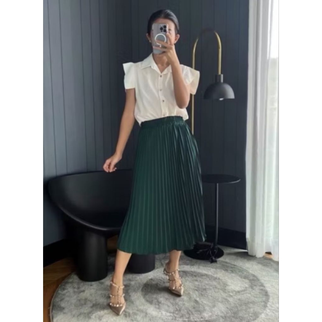 Rok Plisket Midi | Rok Pendek | Plisket Premium | Pleated Skirt | Rok Plisket