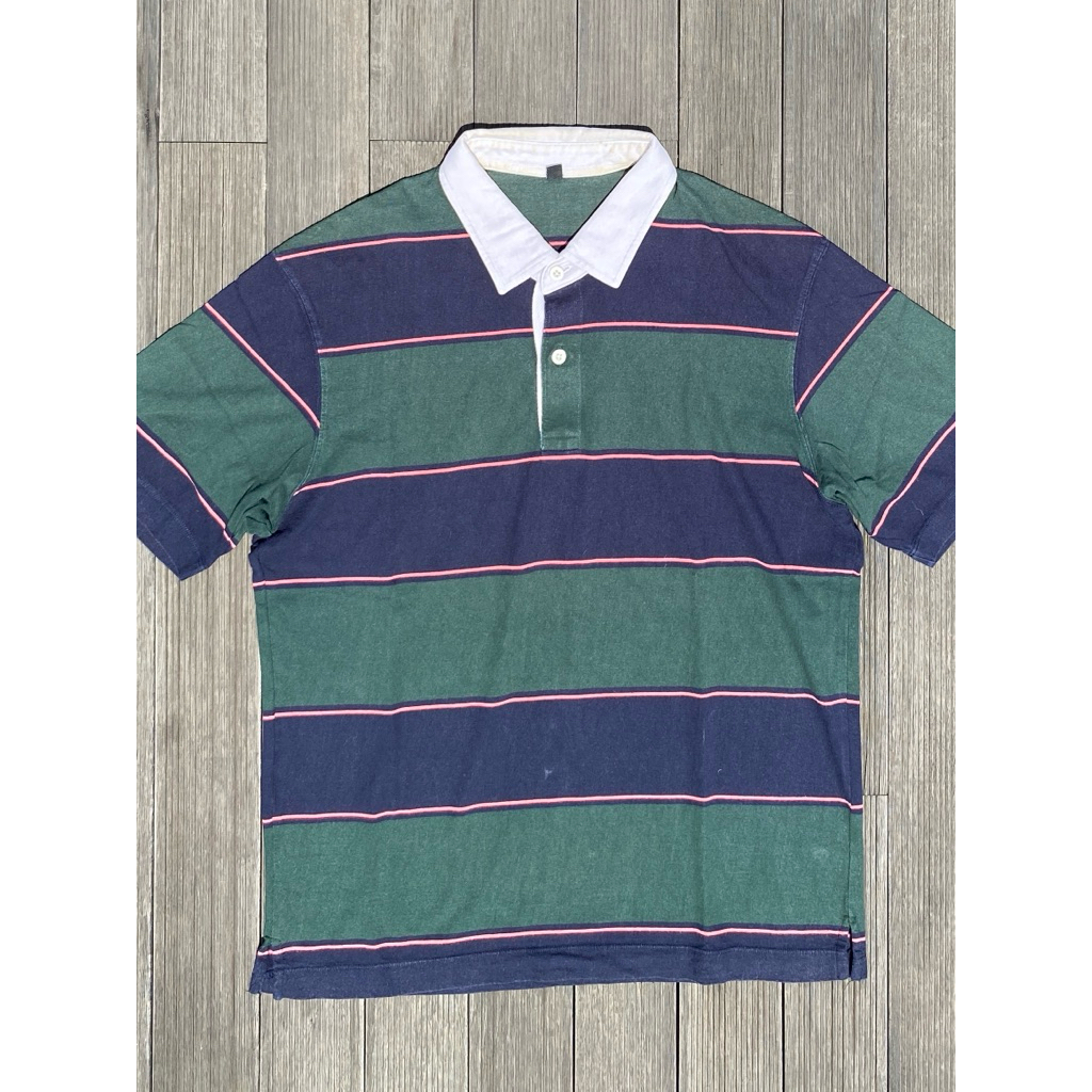 Kaos Polo Pria dan Wanita Uniqlo - Stripe Polo Shirt Official Original