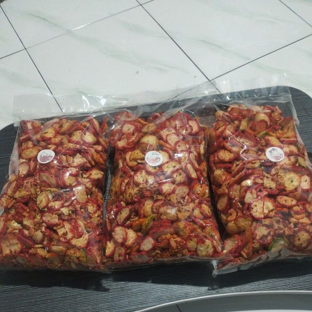 500g Krupuk Seblak Bantet Kering/ Kripik Seblak Pedas Mantap Bumbu Kencur