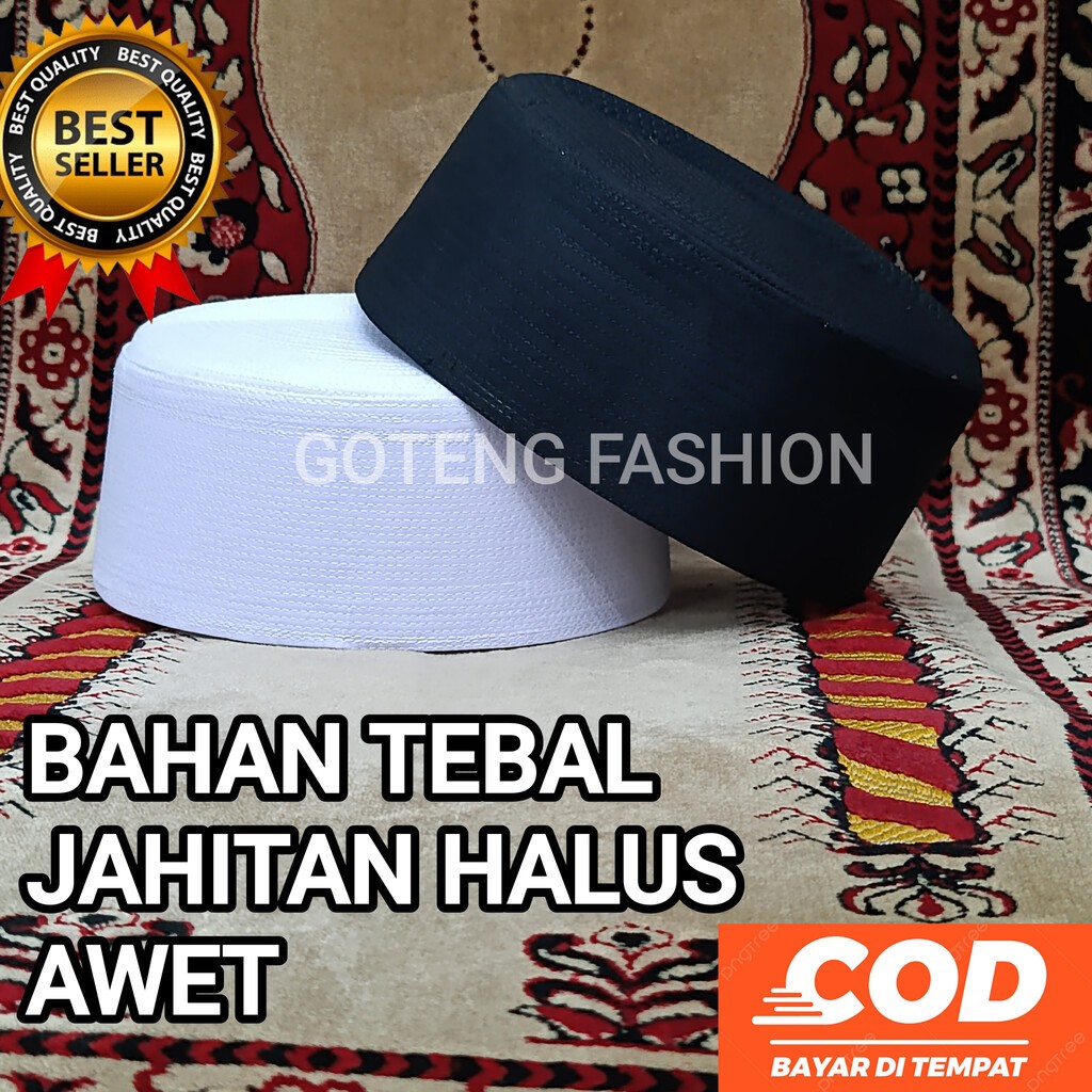 Peci Kopiah Premium Kalbut Putih Polos dan Hitam Polos dewasa dan anak