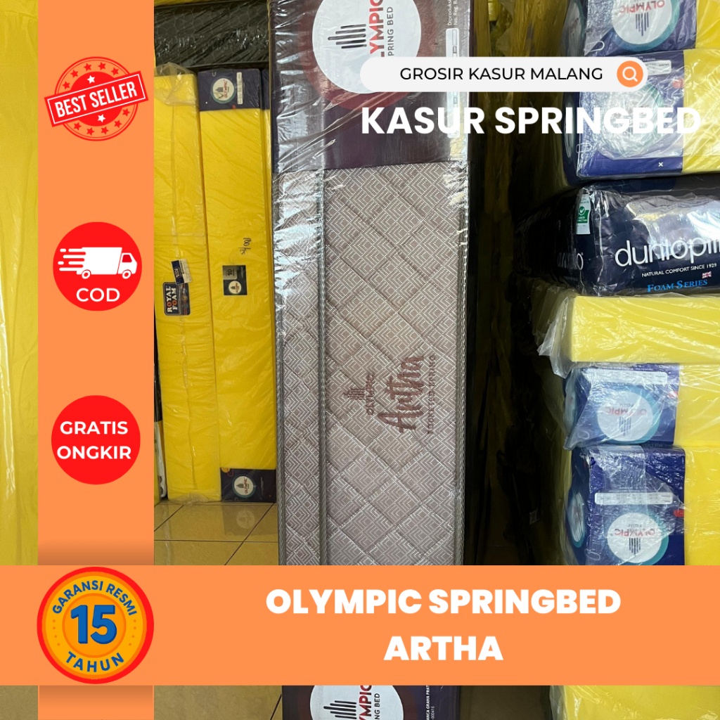 (PRODUK KHUSUS AREA MALANG RAYA) Olympic Springbed Artha Set Divan Pillow Top Pocket Spring Anti Tun