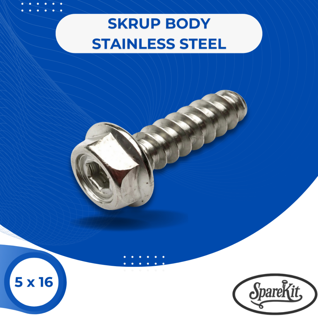 SKRUP BODY MOTOR 5x16 SKRUP HENG STAINLESS STEEL