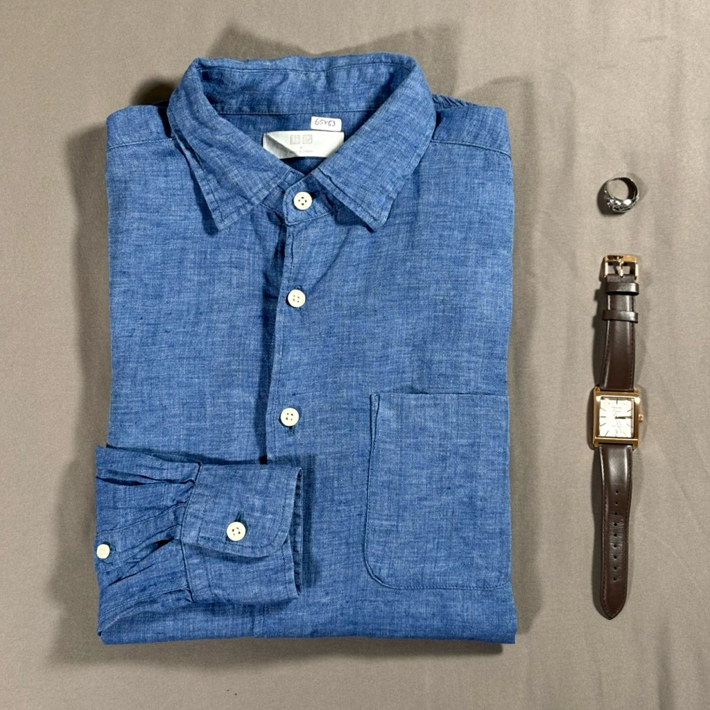 [PRELOVED] BRAND ORIGINAL UNIQ**, KEMEJA, ATASAN PRIA, KEMEJA LENGAN PANJANG, KEMEJA LINEN