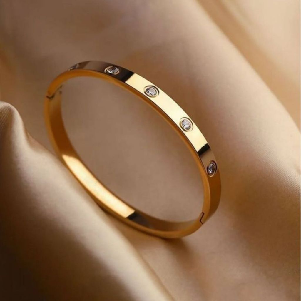 Gelang tangan model Cartier Elegan simple Lapis emas muda 8k Anti luntur anti karat - Cod bayar dite