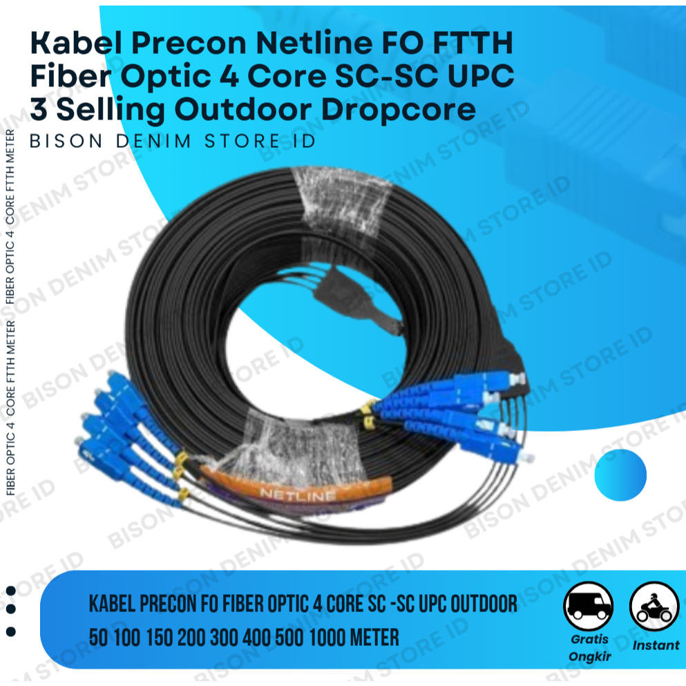 Kabel Precon Netline FO FTTH Fiber Optic 4 Core SC-SC UPC 3 Selling Outdoor Dropcore Fiber Optik Pre