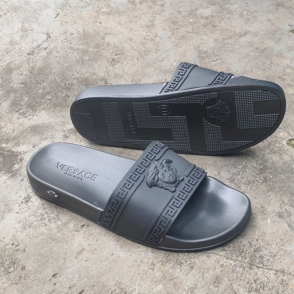 Sandal Slide Pria Dewasa Versace Black 100% Grade Original