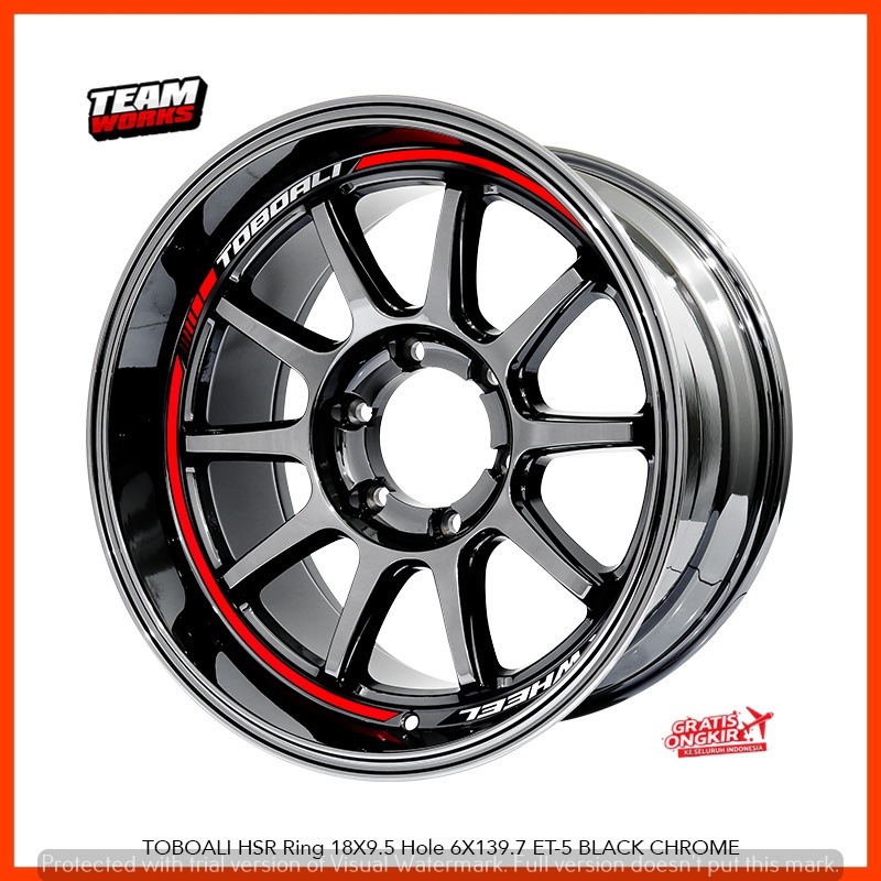 VELG MOBIL RING 18 HSR TOBOALI R18 PELEK RALLY LOOK BLACK CHROME UNTUK HILUX HARDTOP DMAX LEBAR 9,5