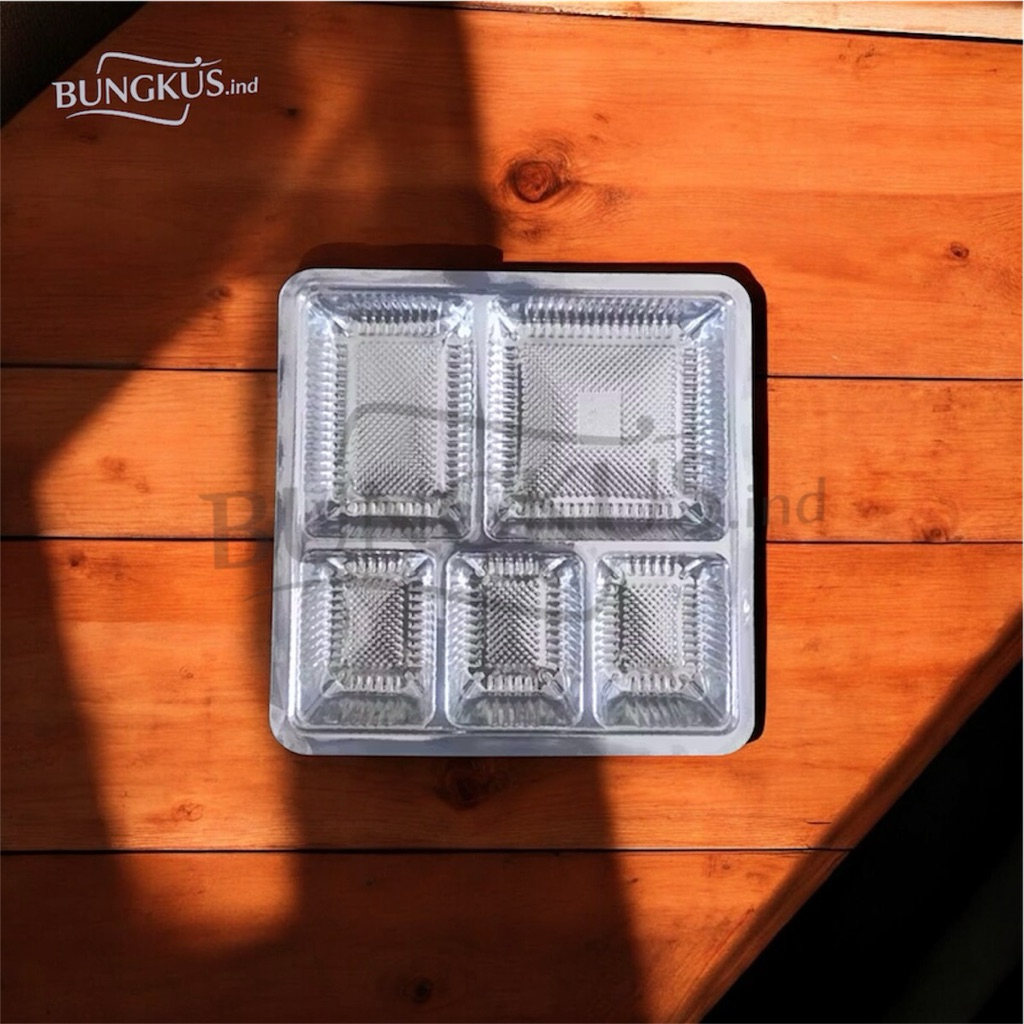 MURAH  [ 50 - 100 PCS ] Mika Kotak 5 Sekat Ukuran 22 X 22 cm Untuk Nasi Kotak