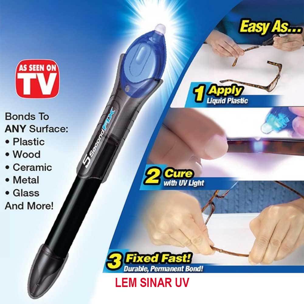 LEM UV 5 SECOND FIX – LEM SINAR UV PEREKAT SUPER CEPAT, PERBAIKAN DALAM 5 DETIK UNTUK KAYU, PLASTIK,