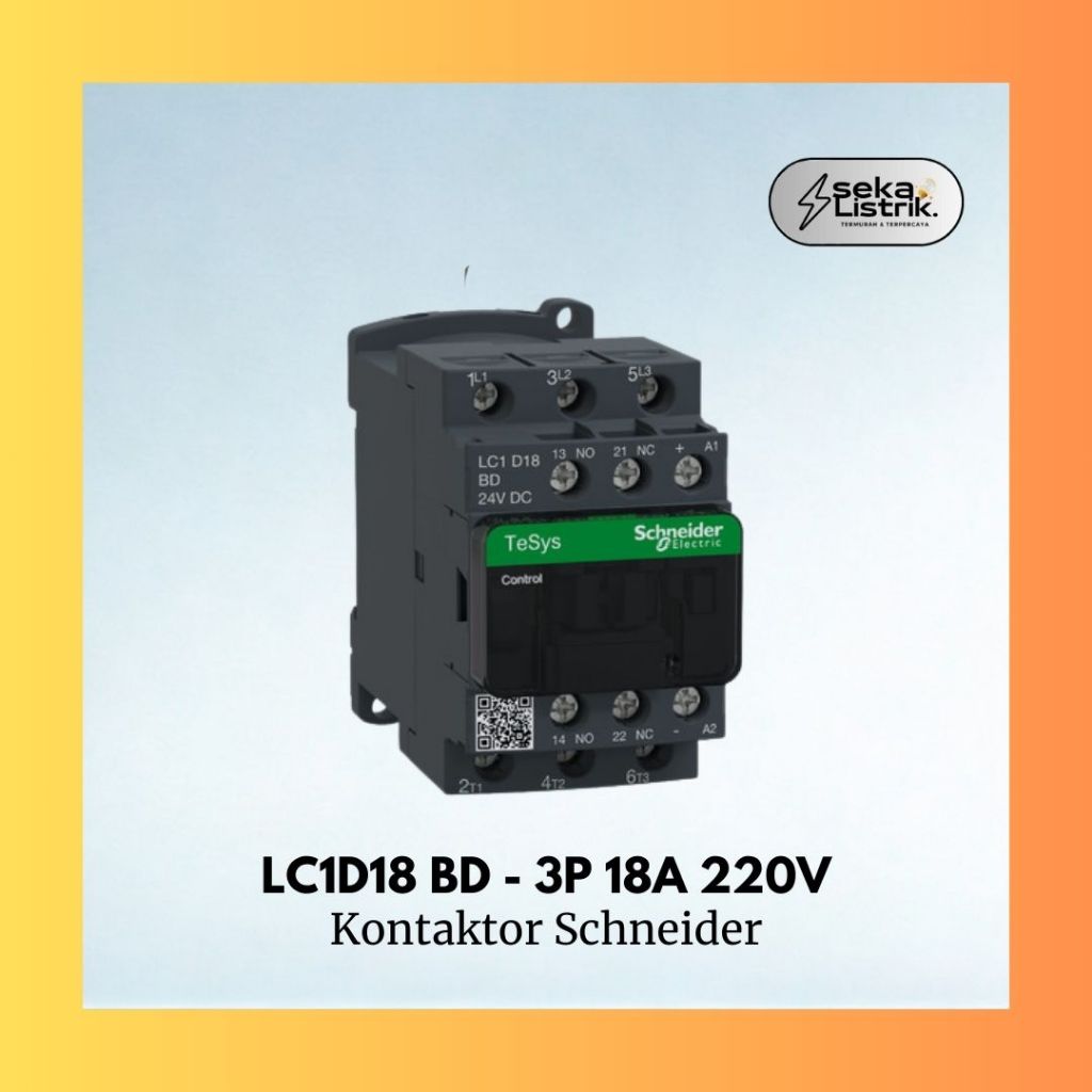 Original Schneider Kontaktor LC1D18 BD - 3P 18A 220V 24V DC Magnetic Contactor