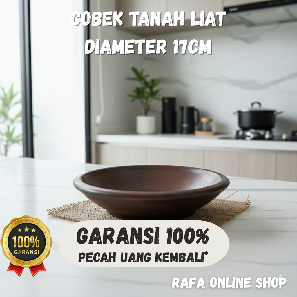 Cobek Tanah Liat Clay Sambal Gami Piring Gerabah Tahan Panas - Diameter 17 cm